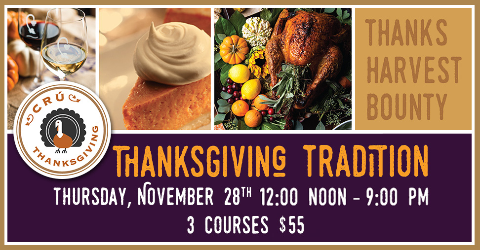 Join us for Thanksgiving Tradition, Thursday November 28th from 12 noon to 9 pm